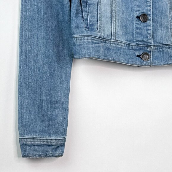 Celebrity Pink Jeans Cropped Denim Jacket Light Wash Distressed Jacket Size S - Picture 4 of 15